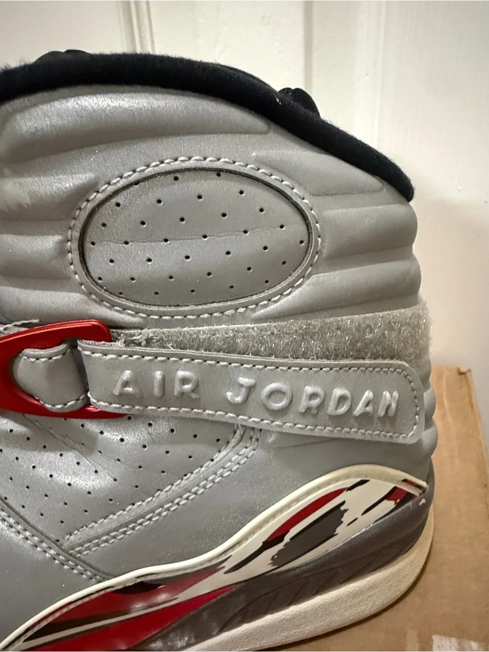 Jordan Kids Gray and Red High-Top Sneakers